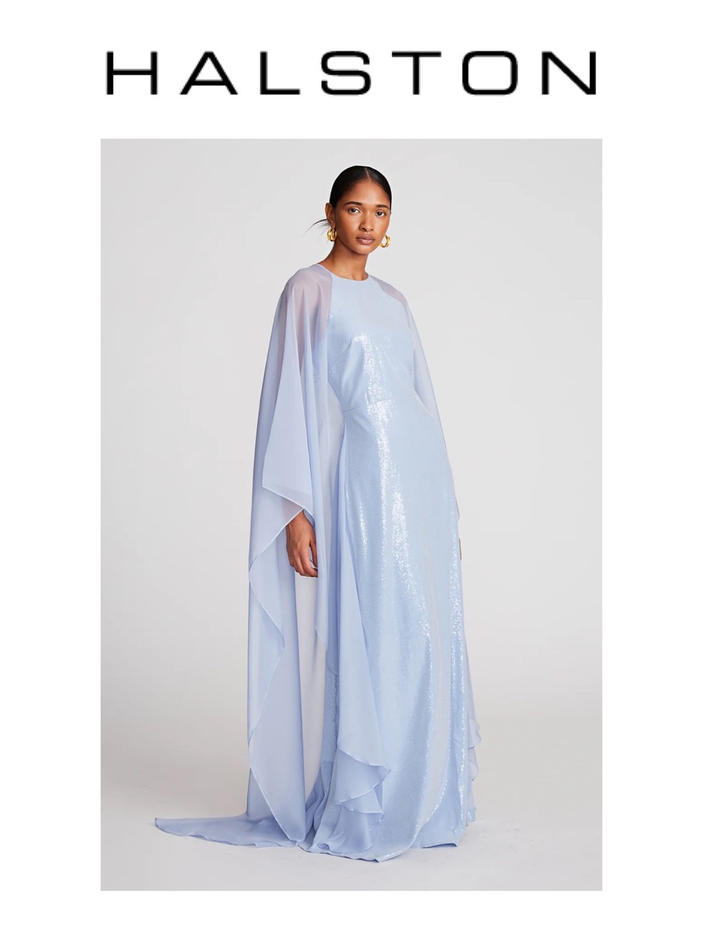 HALSTON Adira Gown In Soft Sequins